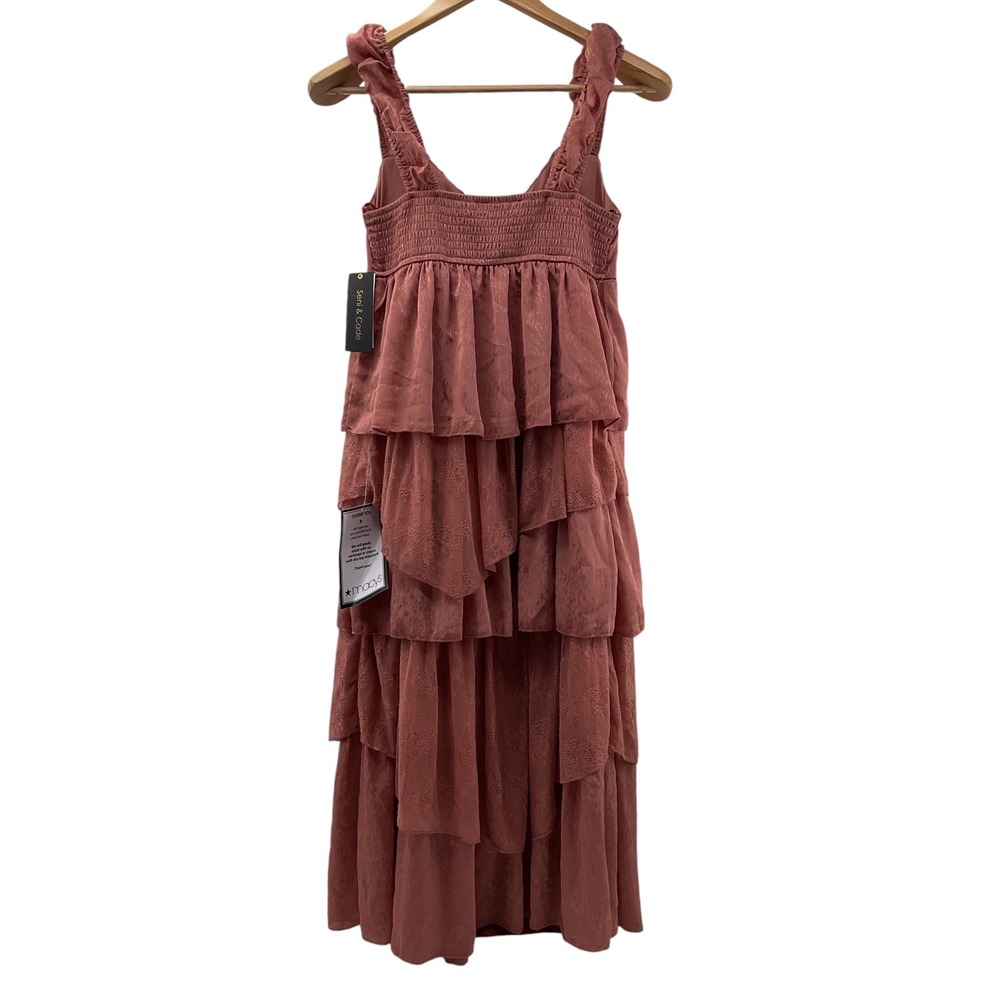 Seni & Cade Women Blush Rose Pink Tiered Lace Midi Dress NWT Size S 2043-FY3A - Picture 9 of 11